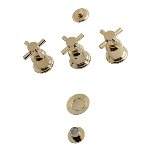 Concord KB6322DX 3-Handle Bidet Faucet, Polished Brass